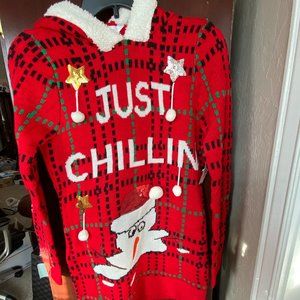 Woman's Christmas Sweater Just Chillin Snowman Med